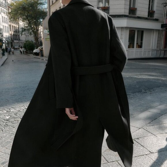 NWT ZARA DOUBLE-BREASTED WOOL COAT WITH BELT sz MEDIUM - Picture 4 of 17